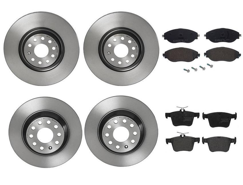 VW Brakes Kit - Pads & Rotors Front and Rear (340mm/300mm) (Low-Met) 8S0615301D - Brembo 4026510KIT